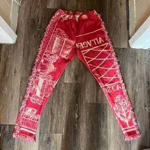 Soft Red Printed Pants
